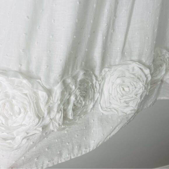 NEW BCX white trendy rosette Swiss dot cottagecore pleated dress small - Picture 5 of 9